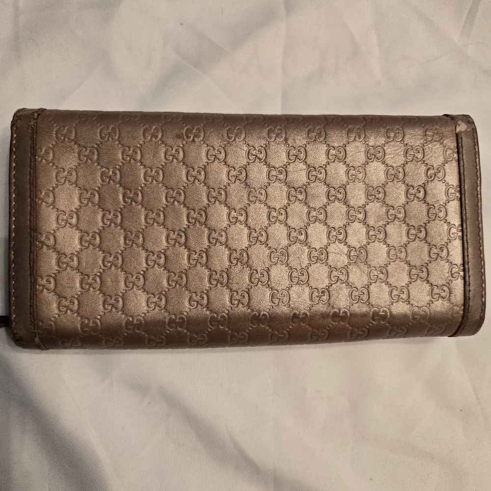 Gucci Metallic Brown Gold Taupe GG Continental Wallet - Picture 2 of 10
